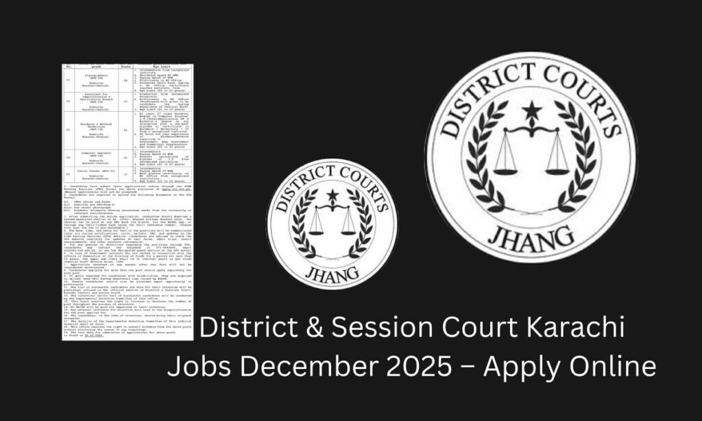 District & Session Court Karachi Jobs December 2025 – Apply Online